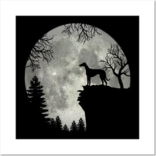 Grey Hound Dog And Moon Scary Halloween Posters and Art